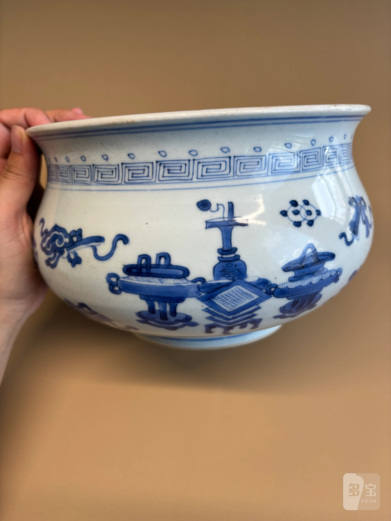 清康熙 青花博古图香炉 - 图5